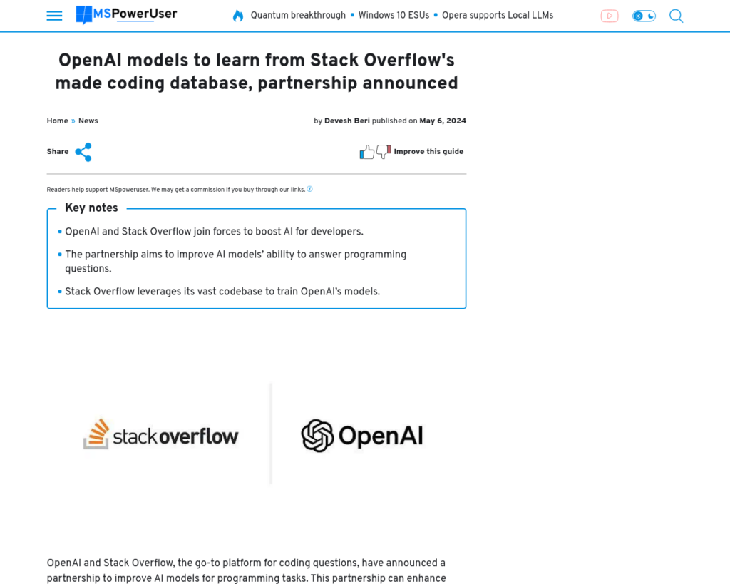 OpenAI モデルが Stack Overflow のコーディング データベースから学習、パートナーシップを発表 – MSPoweruser ...