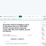 コーディングにおける生成型人工知能 (AI) 市場調査 2024-2029、Codecademy、CodiumAI、Google、IBM、Microsoft、NVIDIA、OpenAI、Tabnine のプロファイル