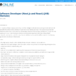 ソフトウェア開発者 (Next.js および React) (JHB) (リモート) – IT-Online