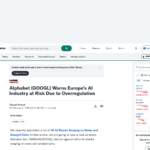 アルファベット（GOOGL）は、過剰な規制により欧州のAI産業が危険にさらされていると警告