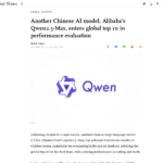 もう一つの中国の AI モデル、アリババの Qwen2.5-Max がパフォーマンス評価で世界トップ 10 入り – Global Times