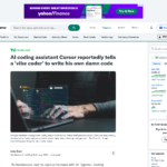 AIコーディングアシスタントのカーソルが「バイブコーダー」に自分でコードを書くように指示したと報じられる